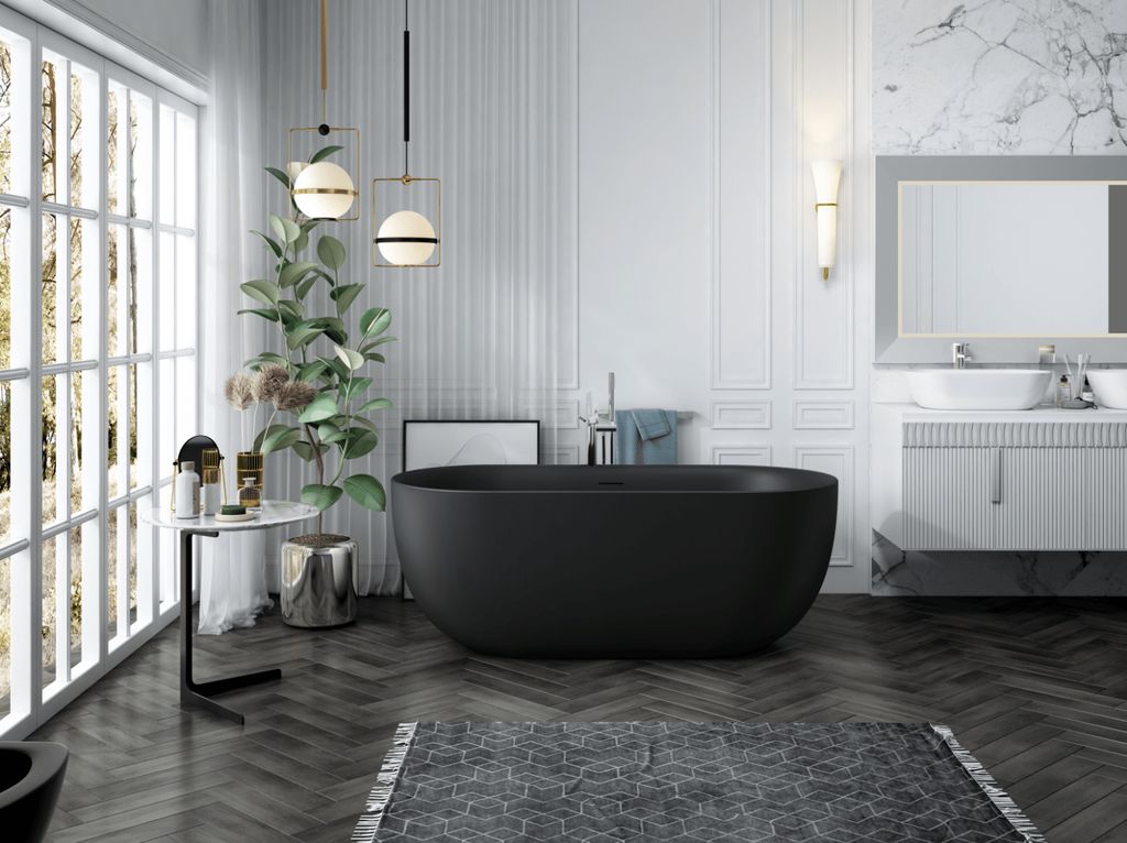 stano Badewanne LISBON, freistehend, schwarz matt, Produktbild 