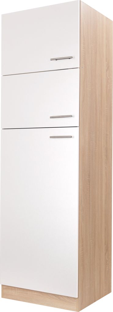 Umbauschrank Kühlschrank 60 cm Eiche Sägerau Weiß Merle Respekta