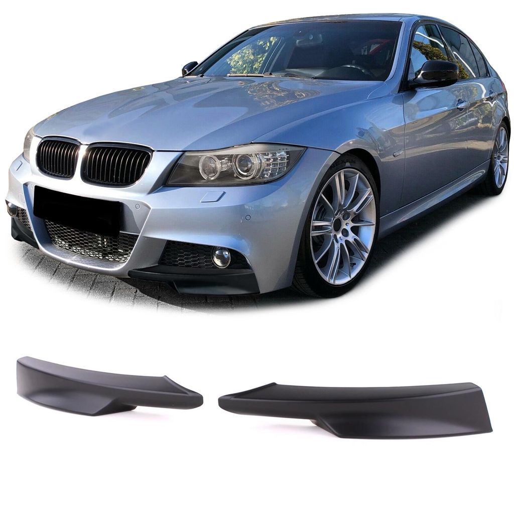 Front Spoiler Ecken Flaps Splitter Schwarz Matt passt für BMW 3er E90 E91 08-12