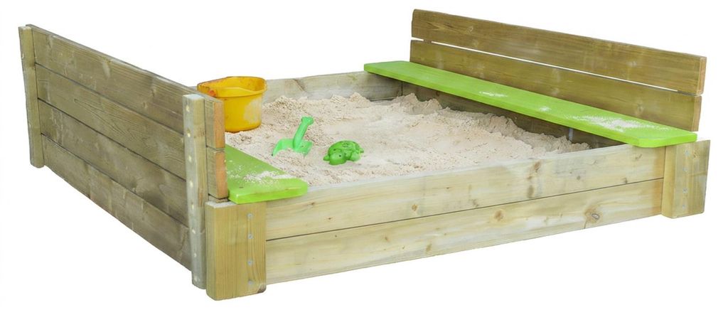 Wendi Toys Holz Sandkasten Maus mit Deckel Natur 117x117x39 Produktbild 