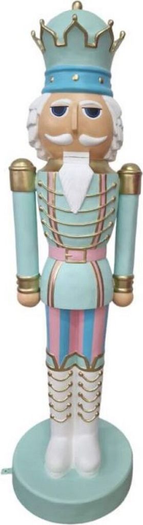 Casa Padrino Luxus Deko Skulptur Nussknacker König Mintgrün / Mehrfarbig H. 200 cm - Lebensgroße Weihnachts Deko Figur - XXL Deko Skulptur - XXL...