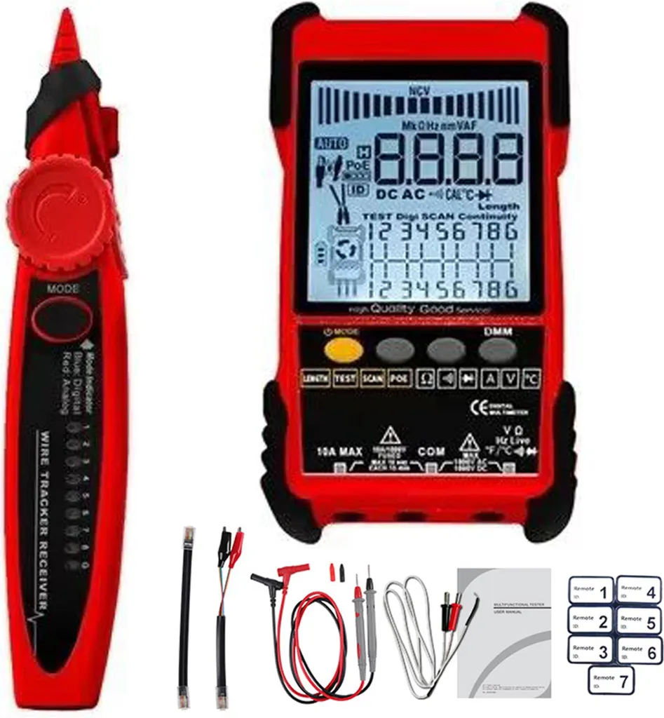 Multimètre testeur de câbles multifonction avec écran LCD rétroéclairé