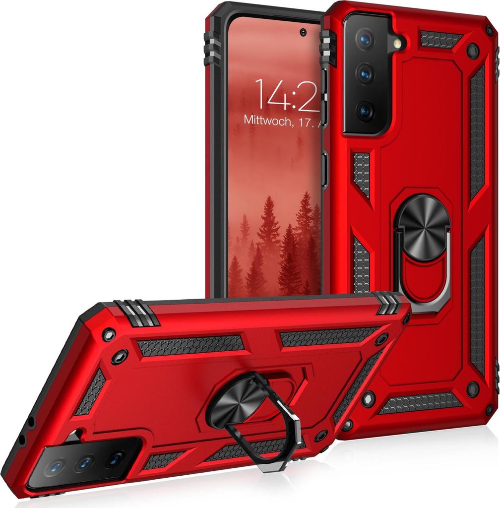 Armor Outdoor Handyhülle für Samsung Galaxy S21 Handy Panzer Case Cover Schutzhülle Farbe: Rot