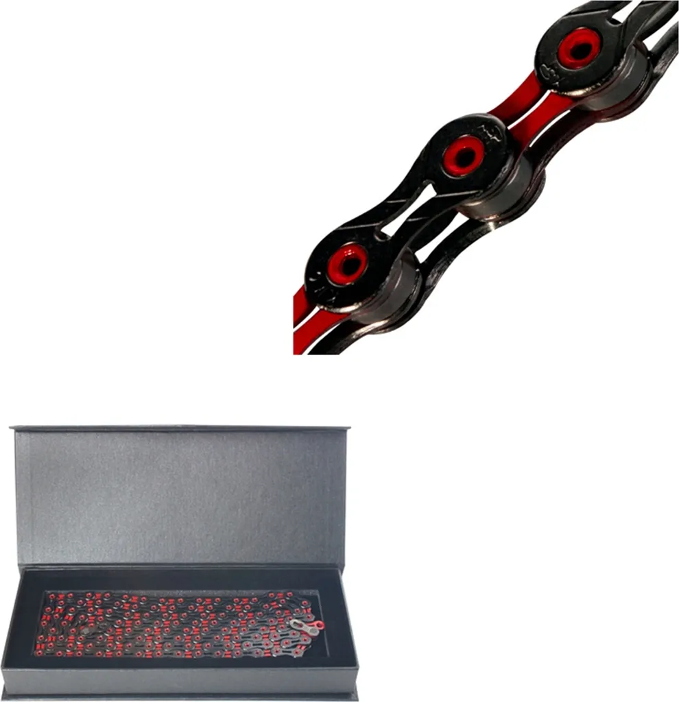 KMC Chaîne DLC 10 Noire et Rouge 10 Vitesses 116 Maillons Haute Qualité
