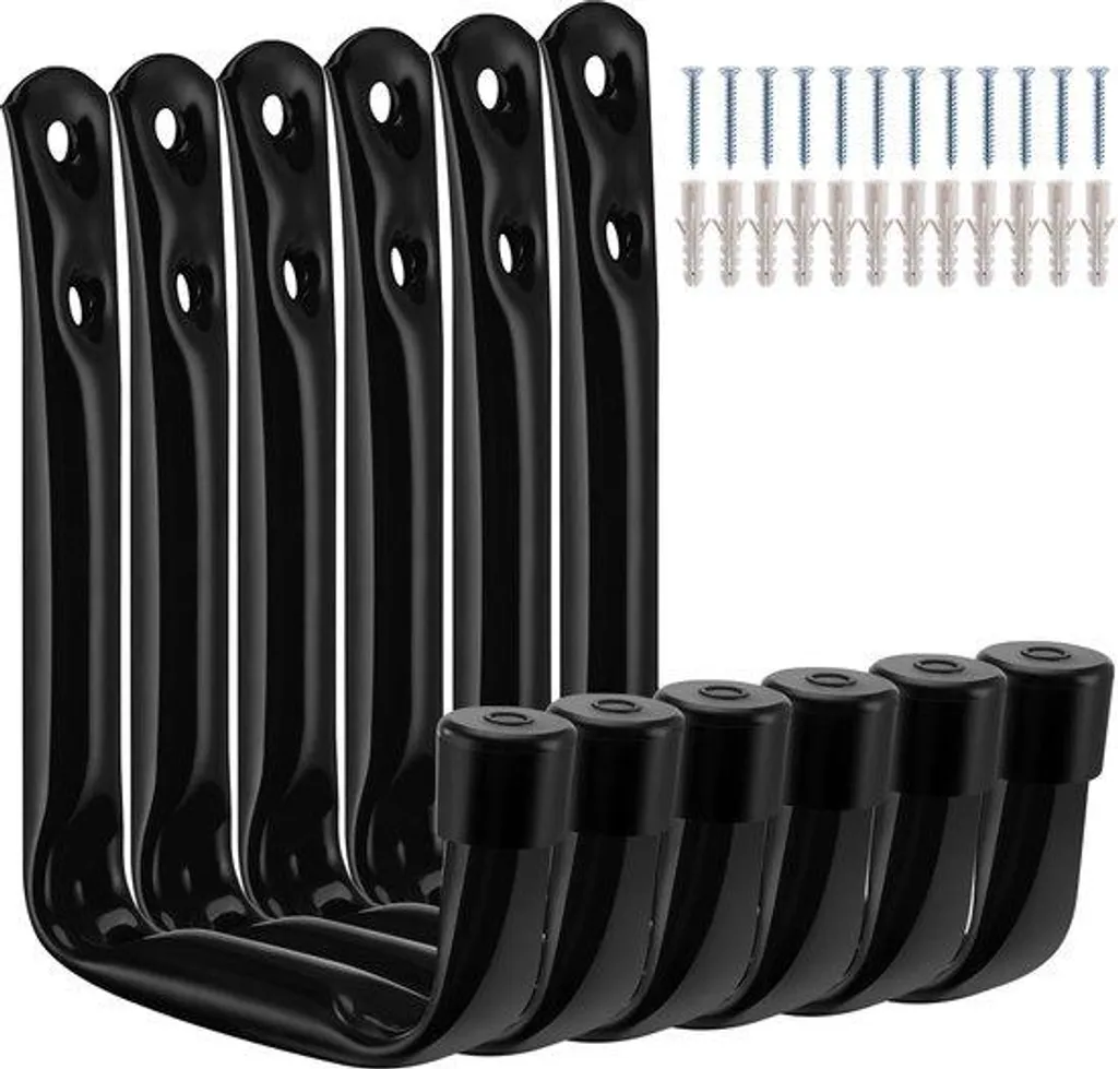 Crochets muraux de garage lot de 6 supports pour matériel lourd noir