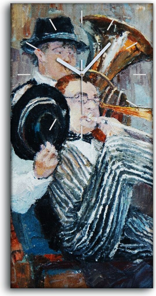 Wanduhr Bürouhr Leinwand Bild 30x60 Foto Malerei die das Orchester spielt - weiße Hände