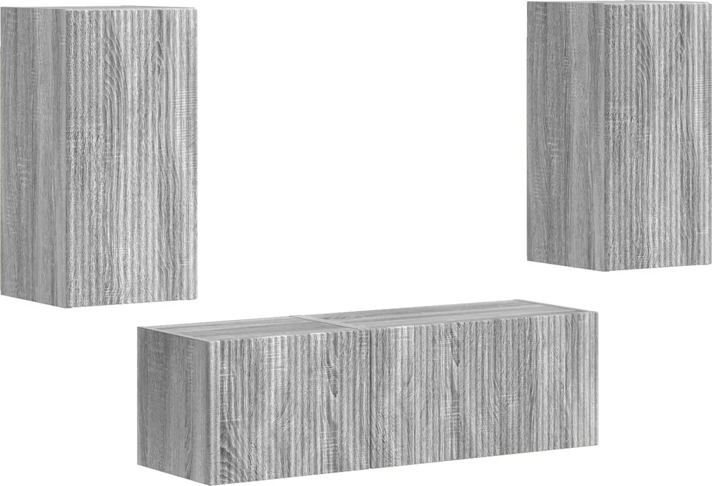 Ensemble de meuble TV mural 4 pièces Gris Sonoma en bois d'ingénierie