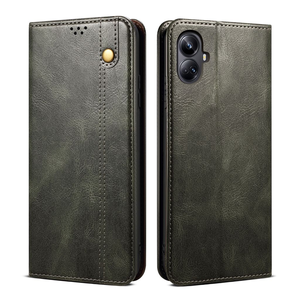 Hülle für Realme 10 Pro+ Leder Brieftasche Schutzhülle mit Standfunktion Grün