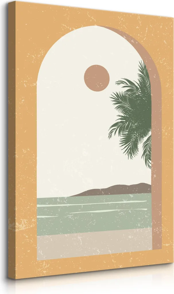 Muralo Quadro su Tela 70x100 Soggiorno | Oceano e Sole Boho
