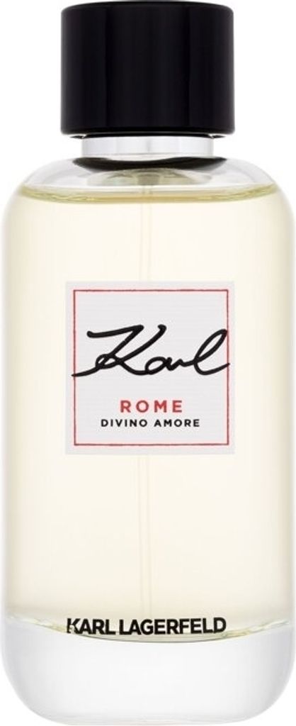 A bottle of Karl Lagerfeld Rome Divino Amore Eau de Parfum for women.