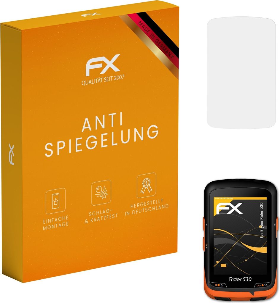 atFoliX FX-Antireflex 3x Schutzfolie kompatibel mit Bryton Rider 530 Displayfolie