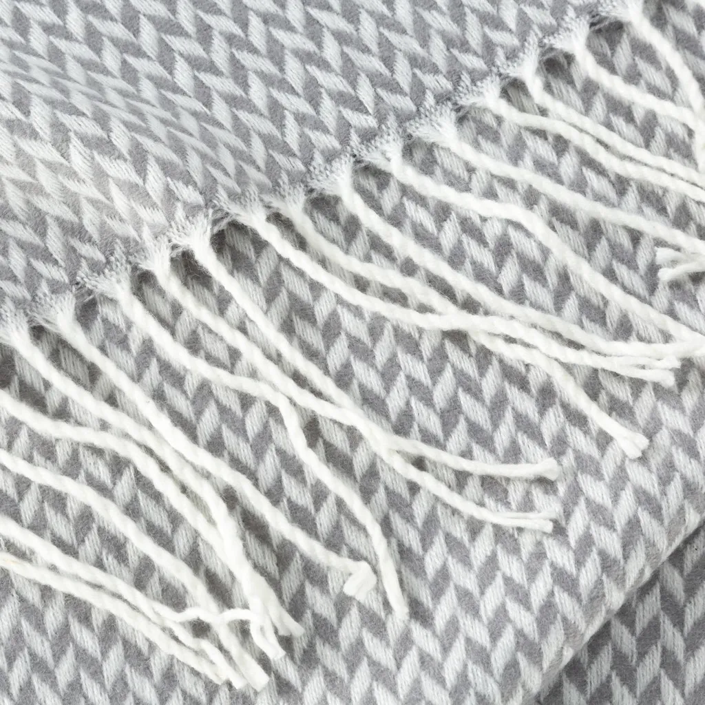 Couverture 130X170 cm acier-blanc uni à glands pour fauteuil et lit - 3