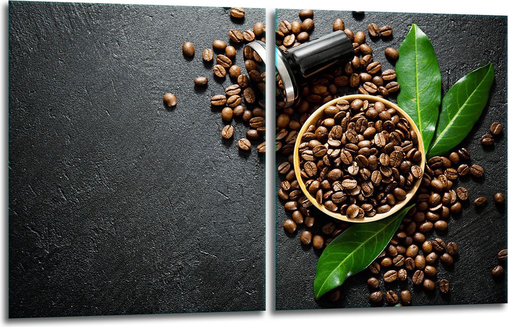 Herdabdeckplatten 2x40x52 Glaskeramikfeld 2-Teilig Glas Spritzschutz Kaffee