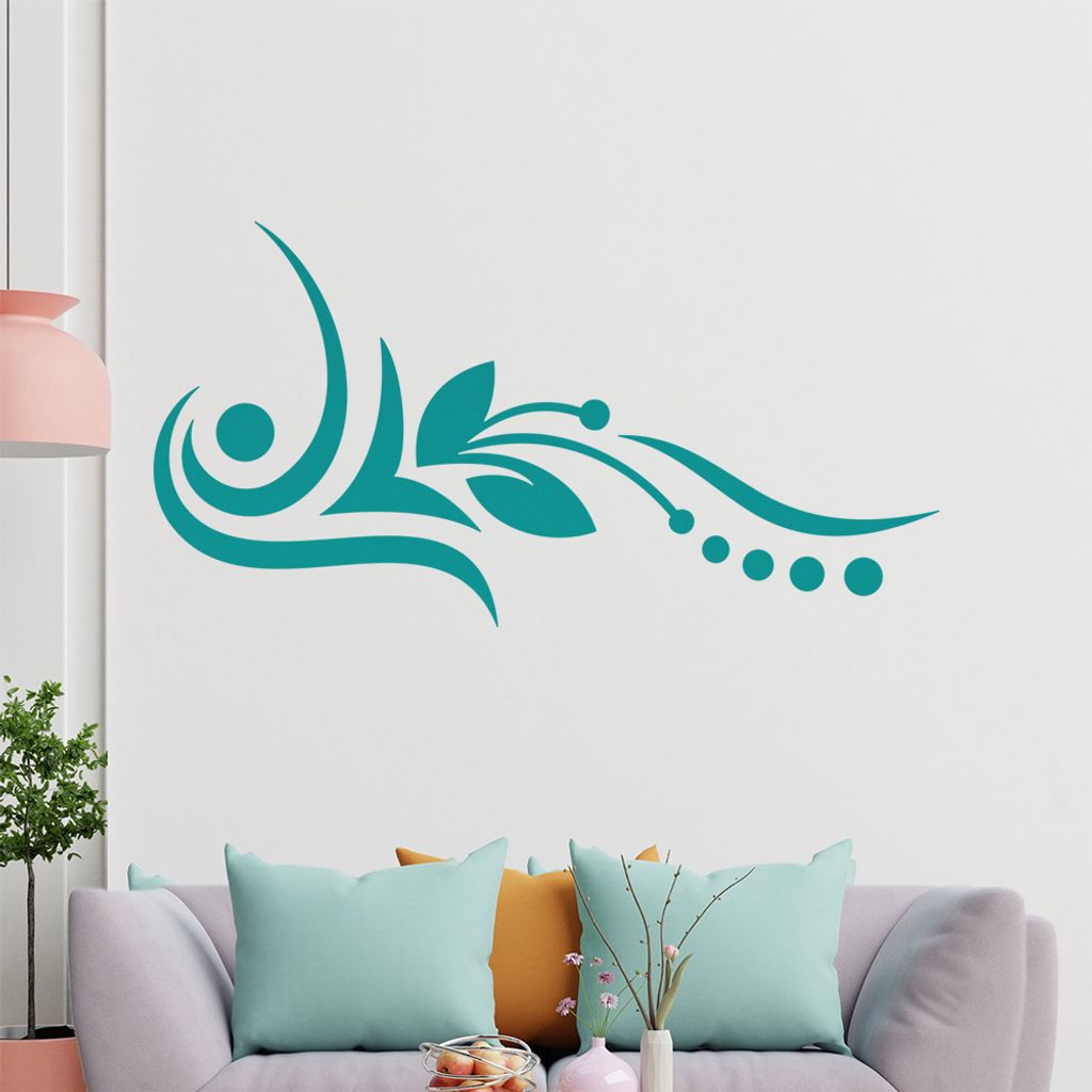 Blume - Linien Punkte Wandtattoo in 6 Größen - Wandaufkleber Wall Sticker - Dekoration, Küche, Wohnzimmer, Schlafzimmer, Badezimmer