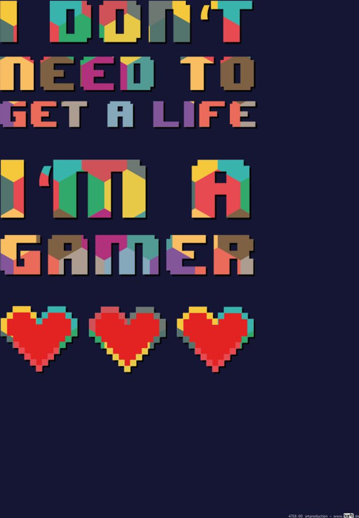 Gaming Kunstdruck Bild - I Don't Need To Get A Life, I'm A Gamer (50 x 40 cm)