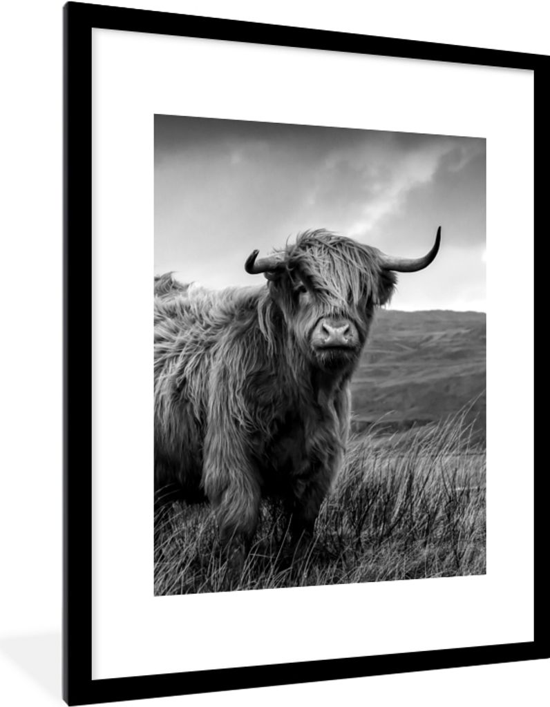 MuchoWow® Gerahmtes Poster Schottischer Highlander - Berg - Produktbild 