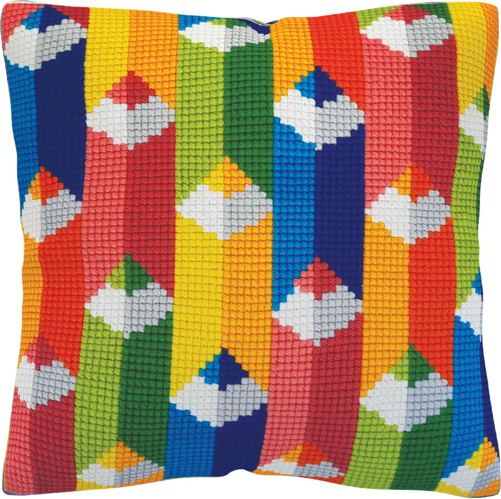Coussin à broder au point de croix tamponné 40x40cm - Motif Crayons