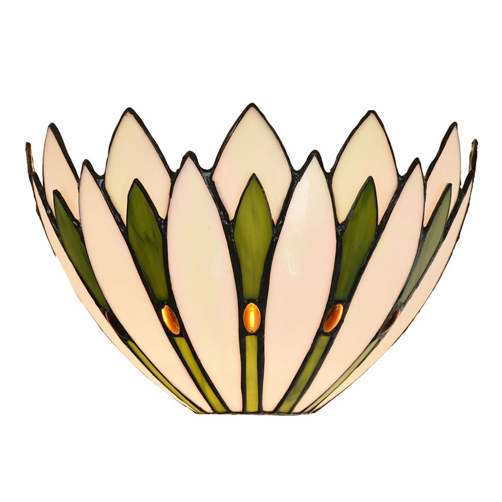 Clayre & Eef Wandleuchte Tiffany 30x15x18 cm Weiß Grün Glas