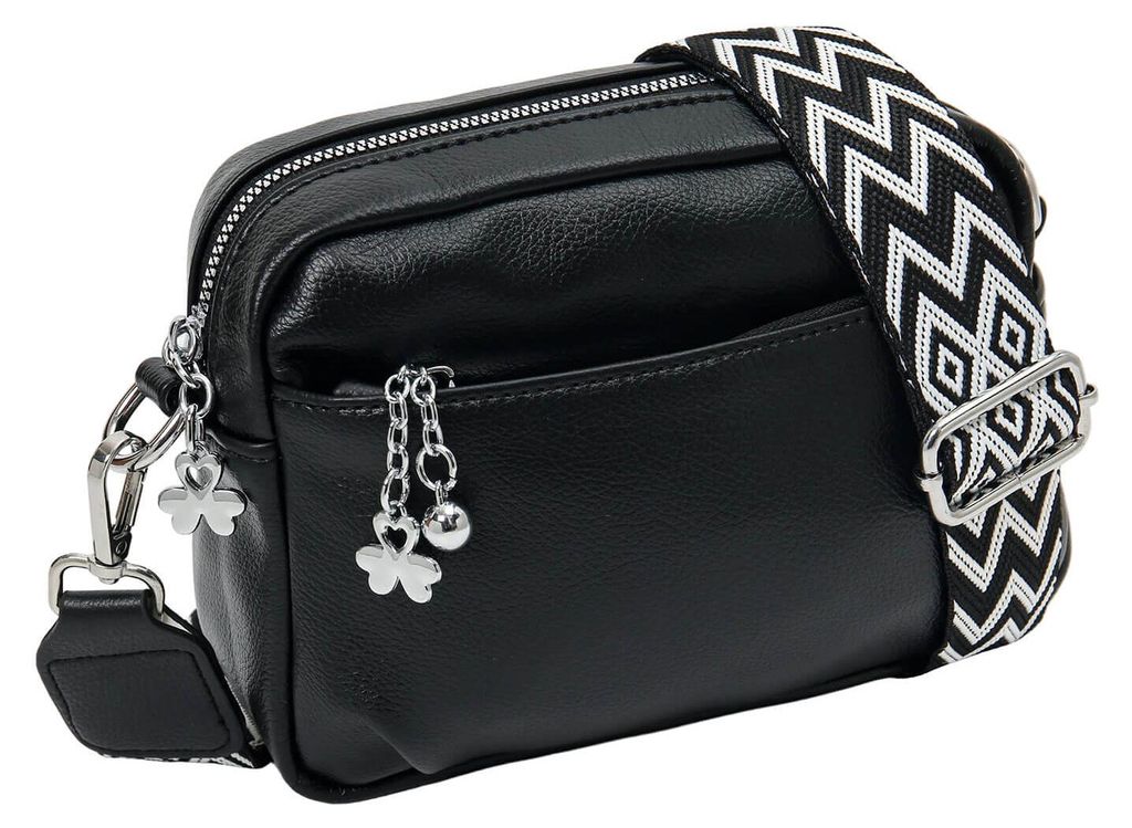 Leoberg Clutch Bag Umhängetasche mit verstellbaren Gurt - Schultertasche in Schwarz-315101