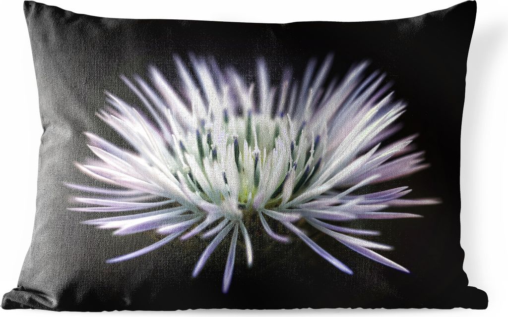 MuchoWow Outdoor Kissen - Flieder - Blume - Schwarz - 50x30 cm - Wetterfest - Lounge Kissen - Sofa kissen - Wohnzimmer Dekoration