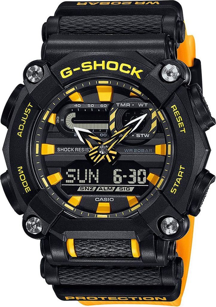 G-SHOCK Herenhorloge, geel, Casio GA-900A-1A9ER Productafbeelding 