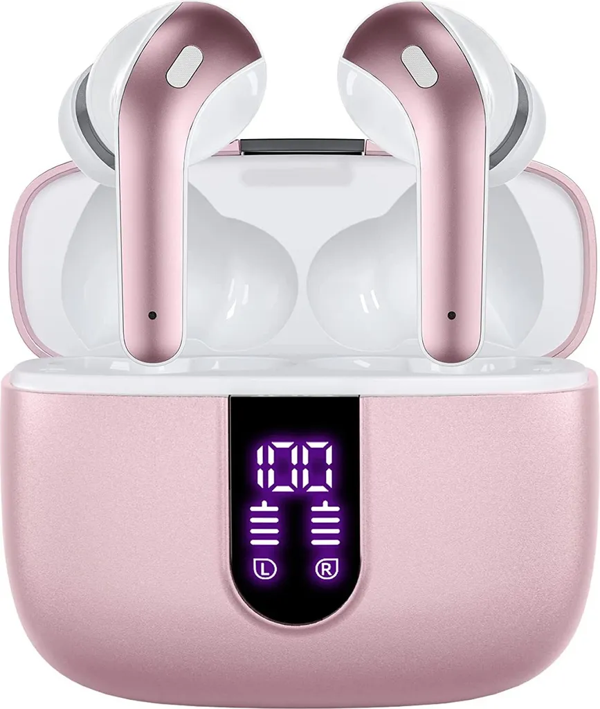 INF Écouteurs sans fil Rose Bluetooth avec micro tactile intégrés