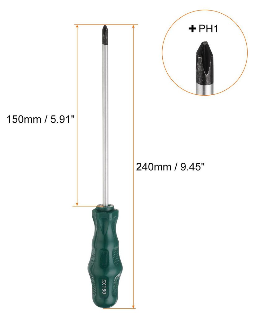 PH1 Phillips Schraubendreher 240mm L?nge Schraubenzieher Magnetische Screwdriver CR-V mit Ergonomischem Griff fš¹r DIY-Reparaturen, Grš¹n