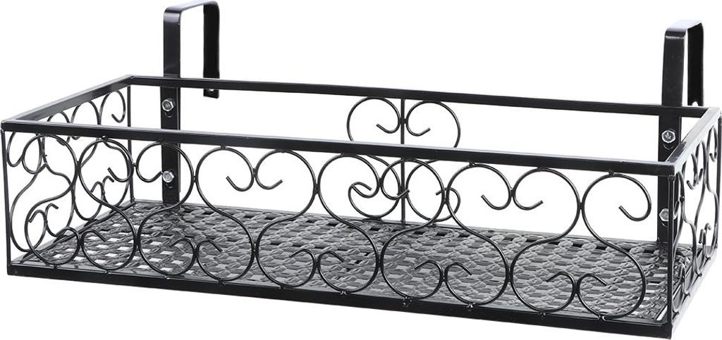 Iron Balcony Hanging Flower Rack Pot Stand Plant Storage Railing Shelf Decoration