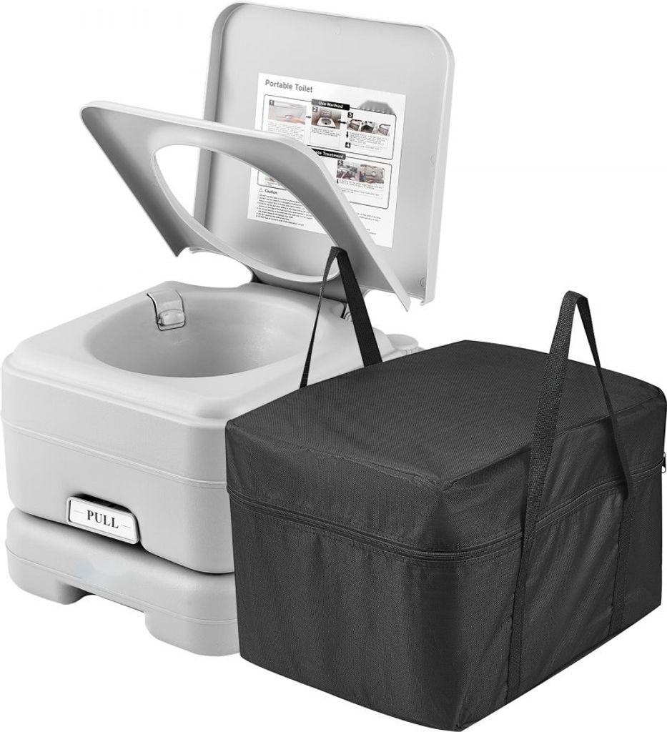 Tragbare Campingtoilette 12L mit Wasserspülung - Mobile Toilette für Camping und Reisen - Druckspülung und auslaufsicheres Design