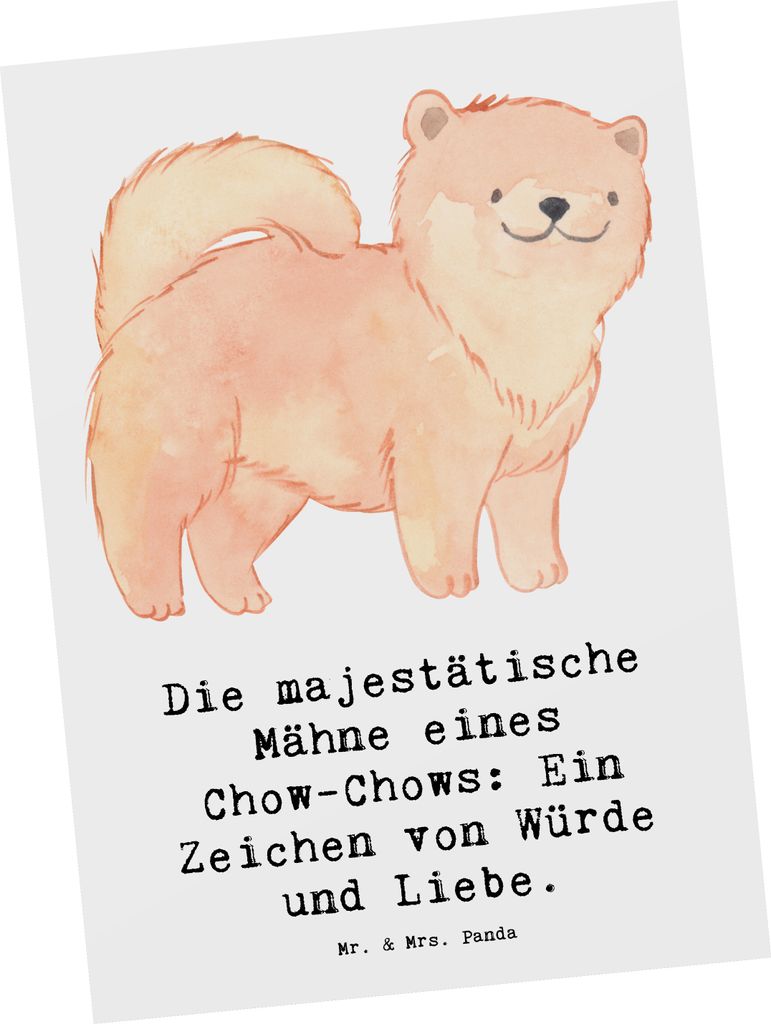 Mr. & Mrs. Panda Postkarte Chow-Chow Mähne - Weiß - Geschenk, Postkarten, Ansichtskarte, sanfte Natur, einzelkarte, Hunderassen Pflege, Vielfalt,...