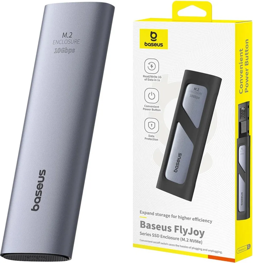 Case SSD Esterno Baseus Flyjoy M.2 NVMe USB-C 10Gbps Space Grey