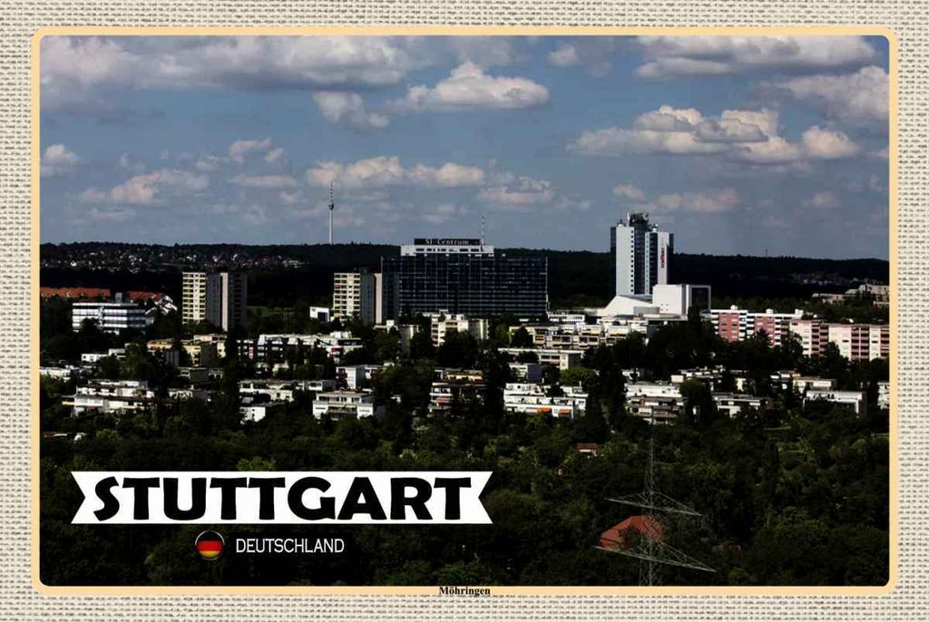 vianmo Holzschild 20x30 cm Stuttgart Möhringen Stadt Natur Bildmotiv Reisemotiv Abenteuer Reisen