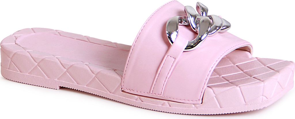 topschuhe24 2119 Damen Plateau Sandalen Eckige Pantoletten Ketten, Farbe:Rosa, Größe:40 EU