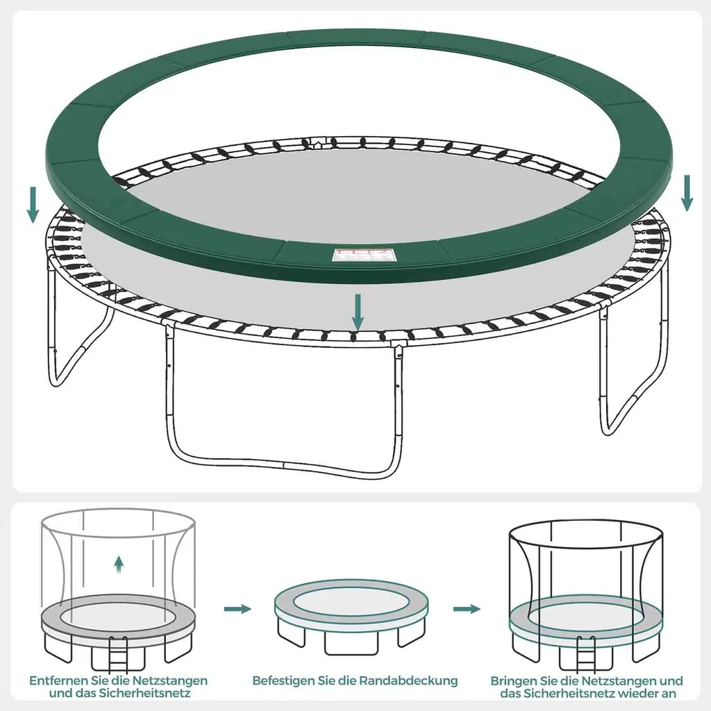 Coussin de protection pour trampoline avec kit de fixation indéchirable