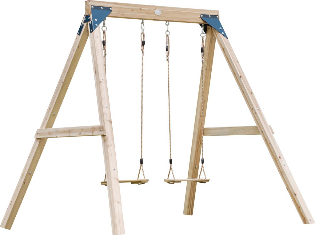 AXI Yuna Doppelschaukel in Braun aus Holz | Schaukel mit Gestell für 2 Kinder | Kinderschaukel / Schaukelgerüst für den Garten