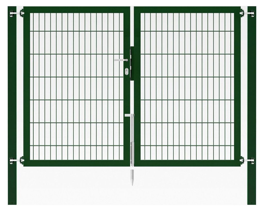 Doppeltor Flexo Plus mit Zubehör | verschiedene Breiten und Höhen | Pfostenstärke 100 x 100 mm | grün | Breite 200 cm | Höhe 140 cm