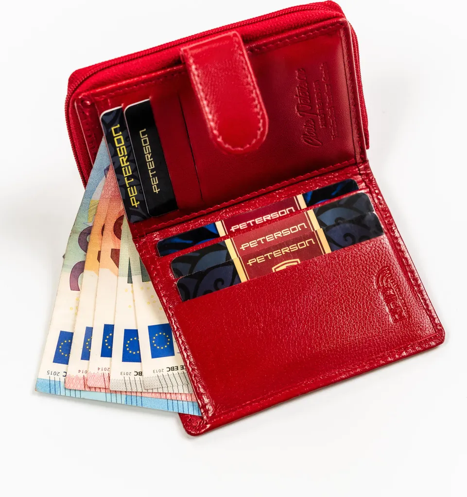Portafoglio Peterson Riverside Donna in Vera Pelle Rossa con RFID - 9