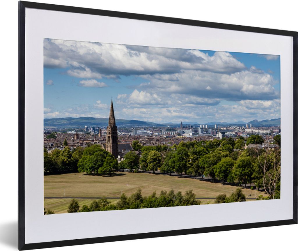 MuchoWow MuchoWow Gerahmtes Poster Schottland - Glasgow - Wolken 60x40 cm - Poster mit zchwarzem Bilderrahmen - Schlafzimmer - Plakat in Rahmen...