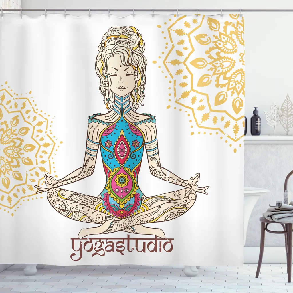 Rideau de douche opaque anti-moisissure mandala zen 175x240cm sans odeur