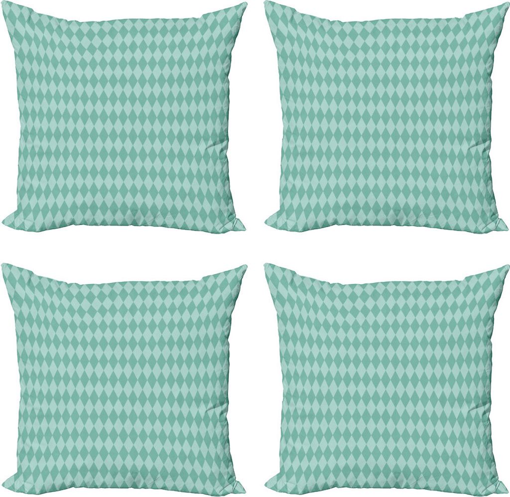 ABAKUHAUS Wasser Kissenbezug Set (4 Stück), Rechteckige Geometric Tile, Moderner Doppelseitiger Digitaldruck, 40 cm x 40 cm, Türkis und Hellblau