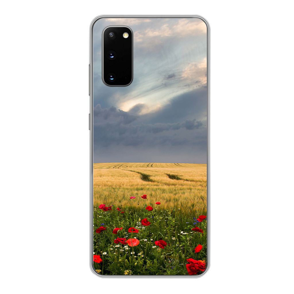 MuchoWow Handyhülle Schutzhülle Hülle für Samsung Galaxy S20 Blumen - Weizen - Wolken Silikon Softcase Handy Hülle - Bild