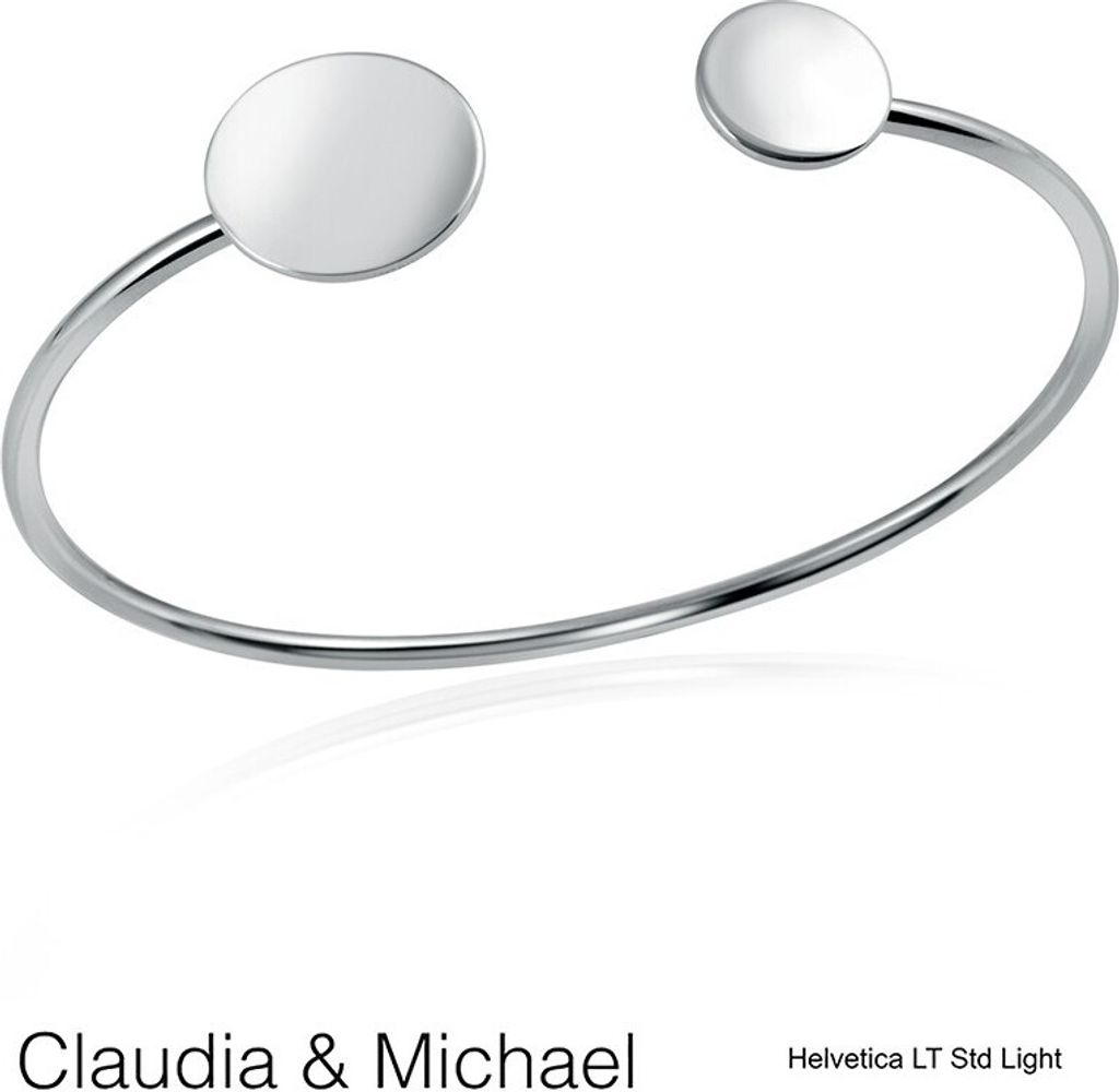 MATERIA by Matthias Wagner Damen Armreif Silber 925 Gravur inklusive - Silber Armband personalisiert 16-18cm Etui SA-20