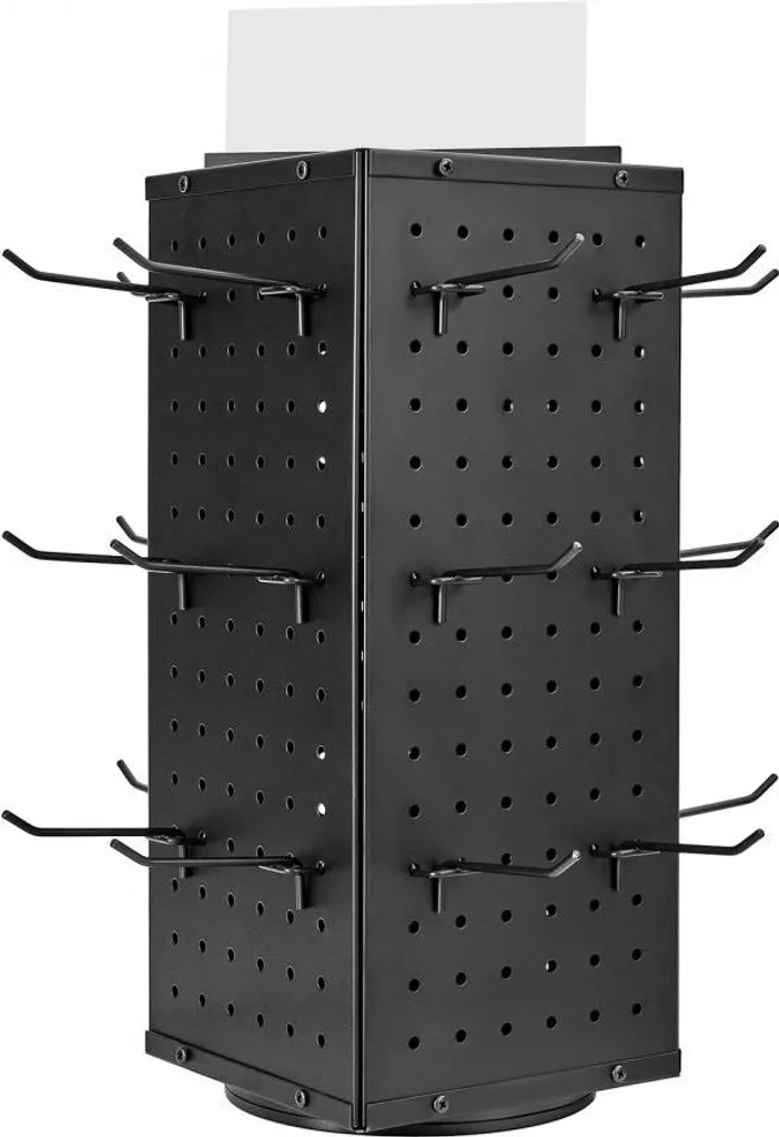 Présentoir tournant 4 faces modulable avec 24 crochets pour accessoires - 12