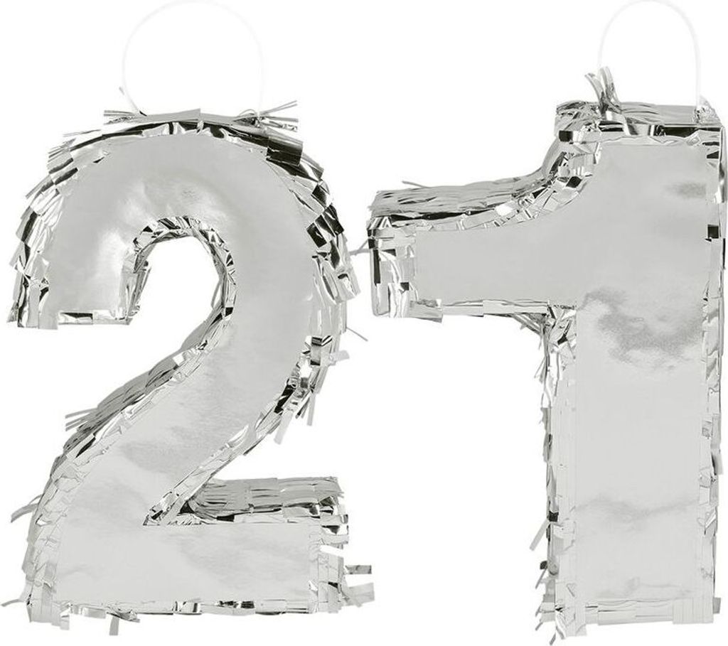 Pinata Zahl 21 silber glitzer 21. Geburtstag