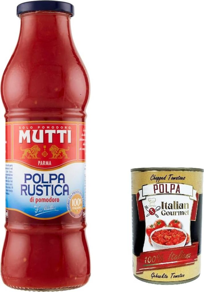 12x Mutti Polpa di Pomodoro Rustica, Tomatenpulpe Tomatensauce Tomaten 100% Italienisch 690g + Italian Gourmet polpa 400g