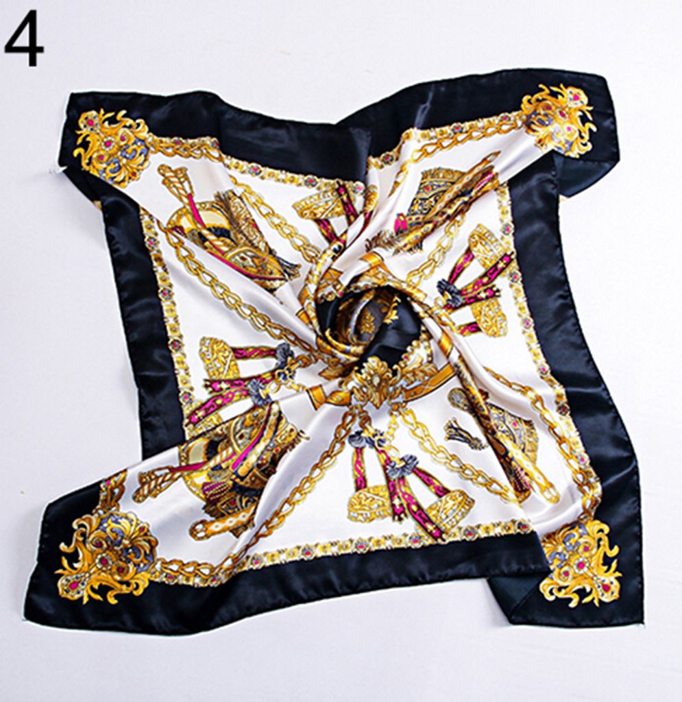 90 x 90 cm quadratische Frauen imitiert Seide Satin Wagen Kette Hals Kopftuch Schal