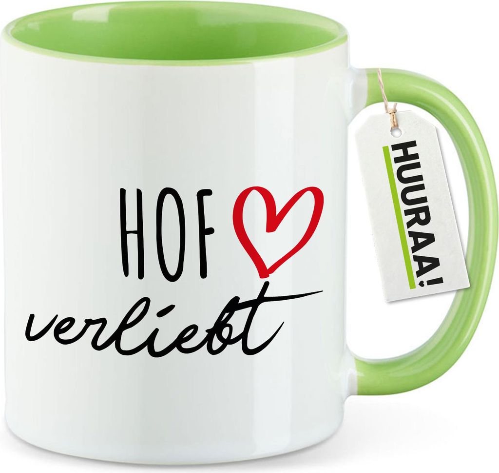 Huuraa Kaffeetasse Hof verliebt 330ml Grün Keramik Kaffeebecher Geschenkidee