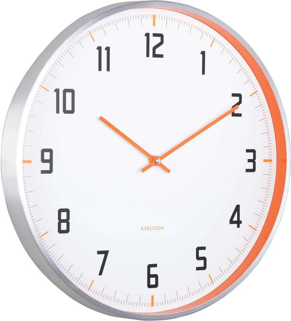 Horloge Murale Karlsson Sports Aluminium Orange avec Cadran de 30cm