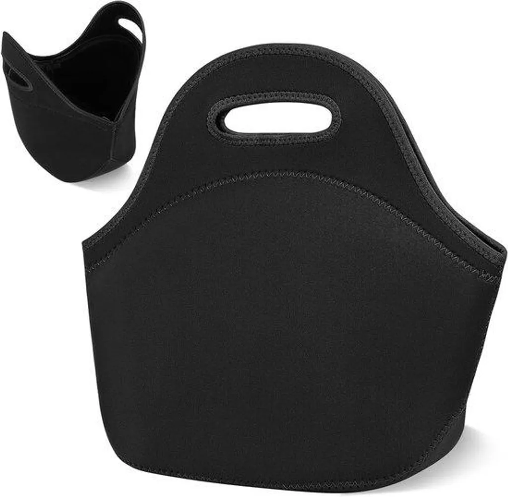 Sac lunch box isotherme noir en néoprène souple pour déjeuner bureau