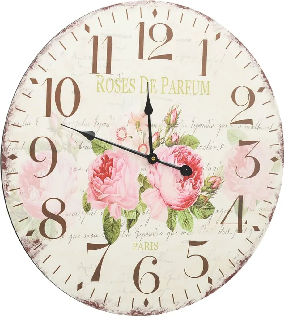 Orologio da Parete Vintage a Fiori vidaXL 60 cm - Arredo Shabby Chic - 3